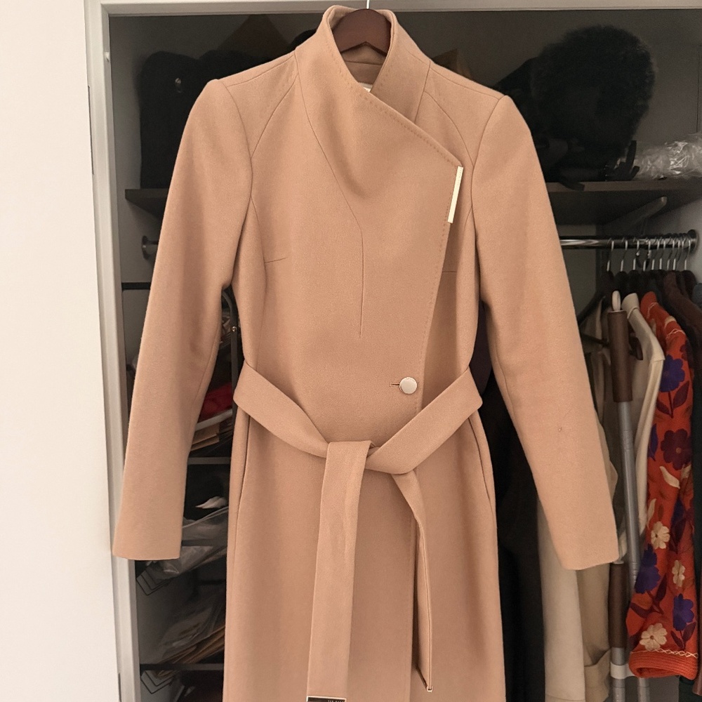 Ted Baker New Rose Camel Brown Mid Length Wool Coat